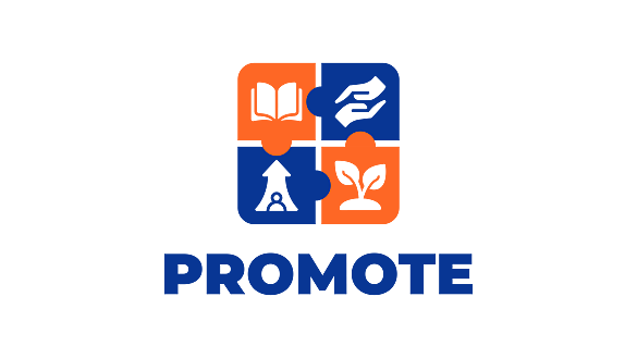 Logo des Projektes PROMOTE in blau und orange