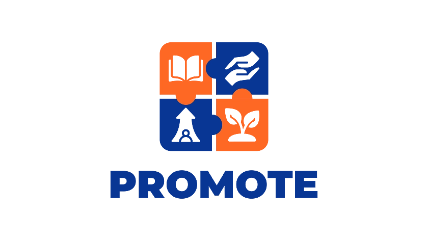 Logo des Projektes PROMOTE in blau und orange